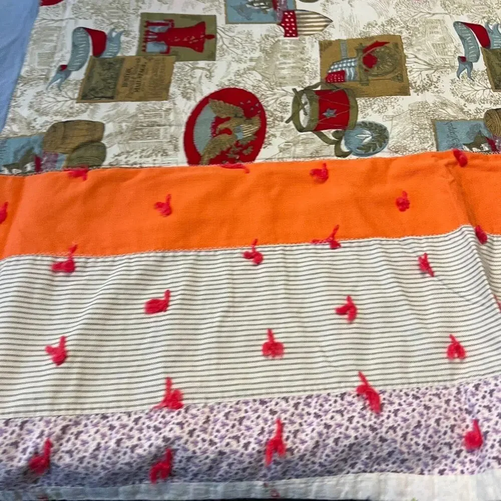 Vintage Patchwork Blanket Floral Reversible Handmade 62.5
